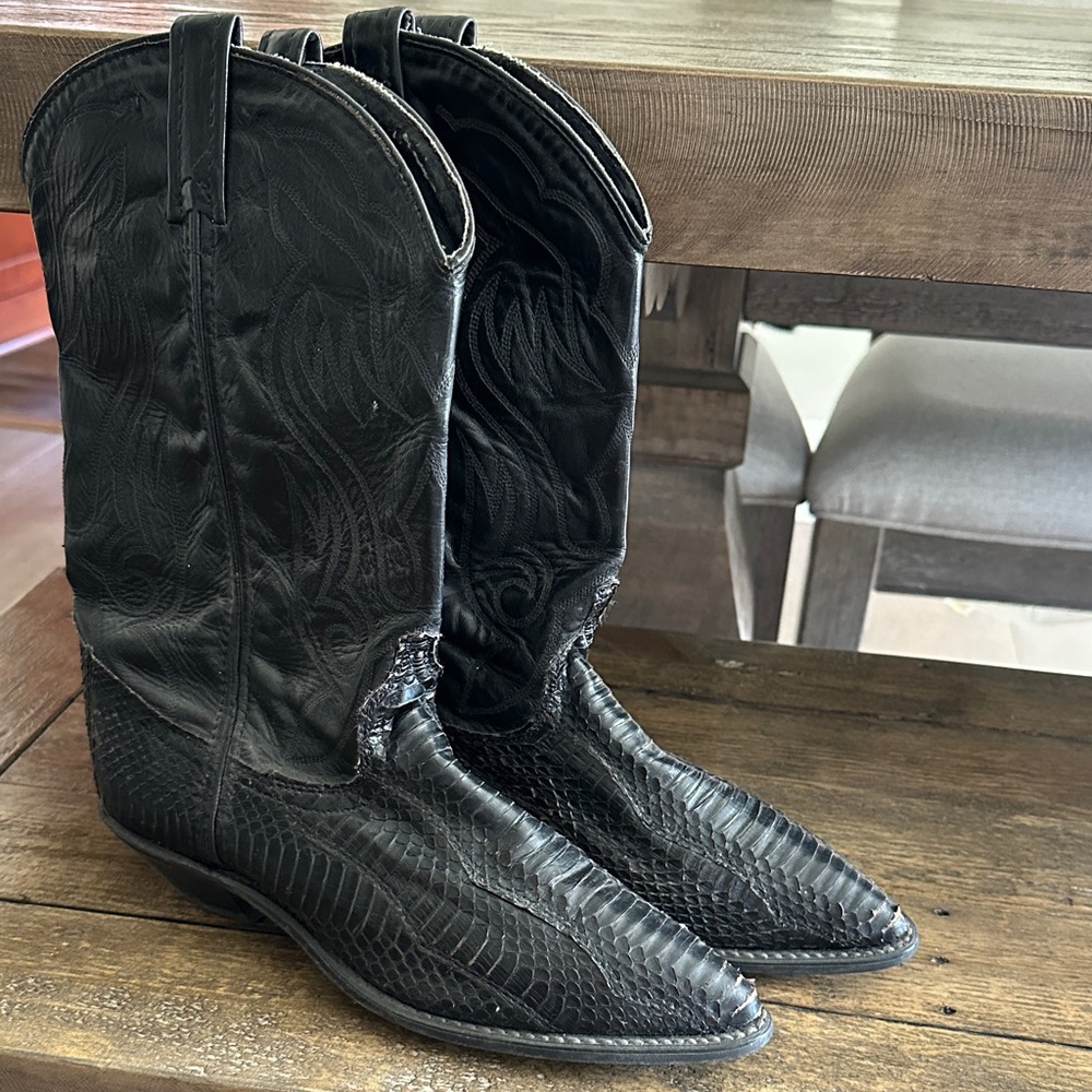 Black Lizard Vintage Cowboy Boots